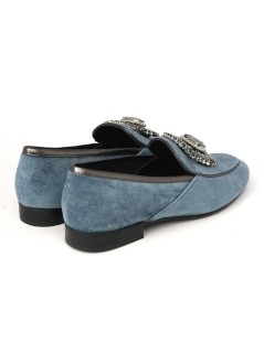 Hego's Mocassino Basso Vaschetta Gioiello Velluto Ardesia