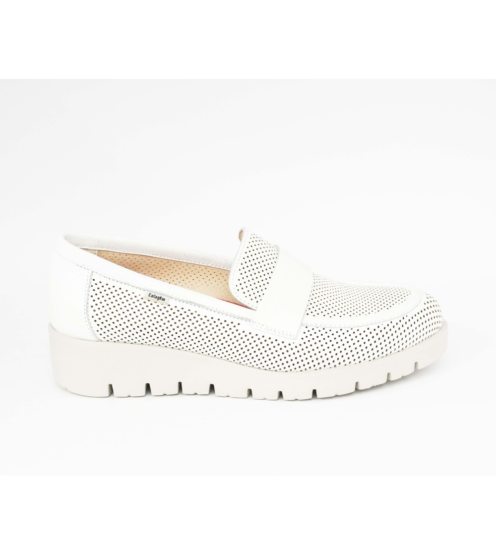 Callaghan Mocassino Slipon Zeppa Pelle Traforata Bianco