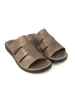 Grunland Ciabatta Uomo Fasce Cucita Velcro Sottopelle Ebano