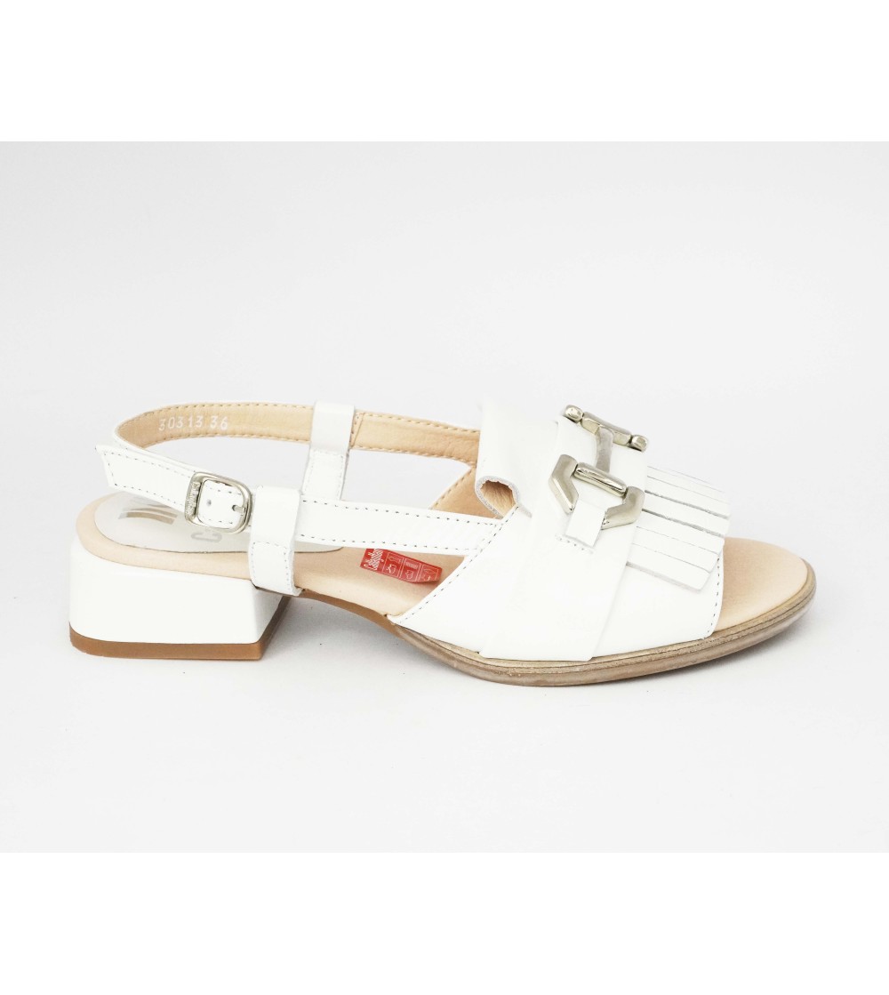 Callaghan Sandalo Luna Tacco Medio Frangia Naplak Bianco