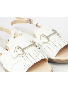 Callaghan Sandalo Luna Tacco Medio Frangia Naplak Bianco