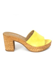 Cinzia Soft Ciabatta Zeppa Tacco Tipo Sughero Camoscio Giallo