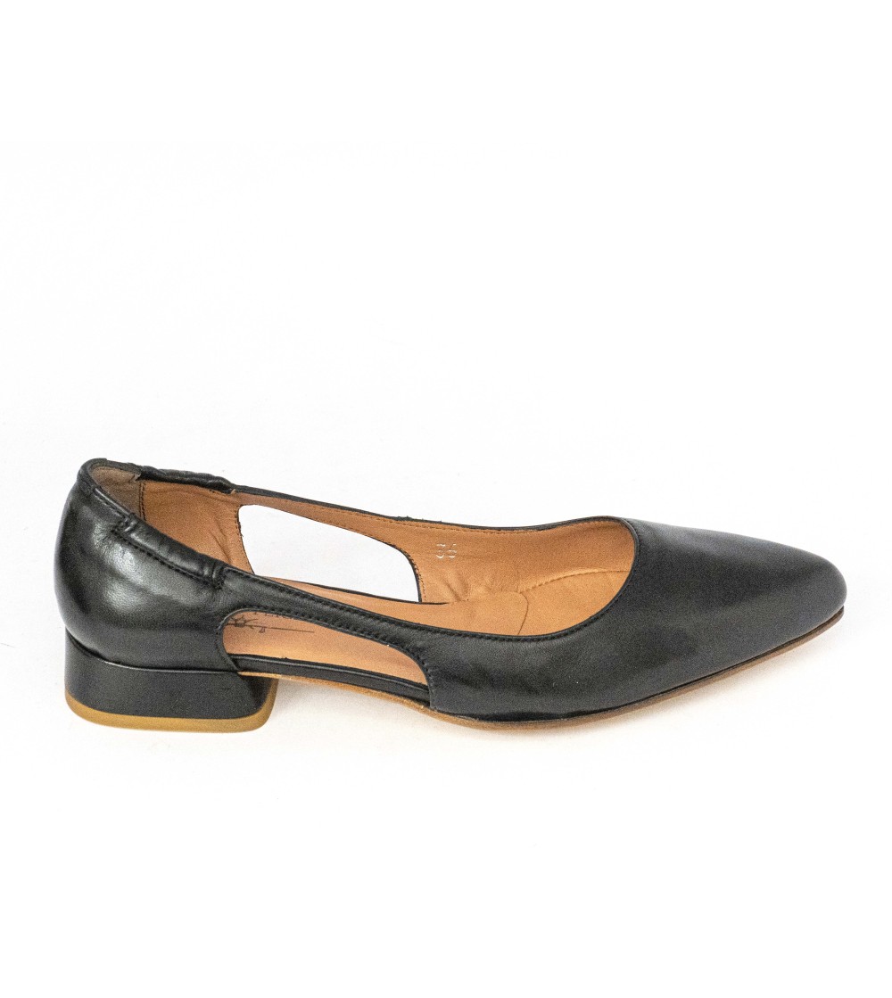 Triver Flight Decollette Ballerina Tacco Basso Nappa Nero