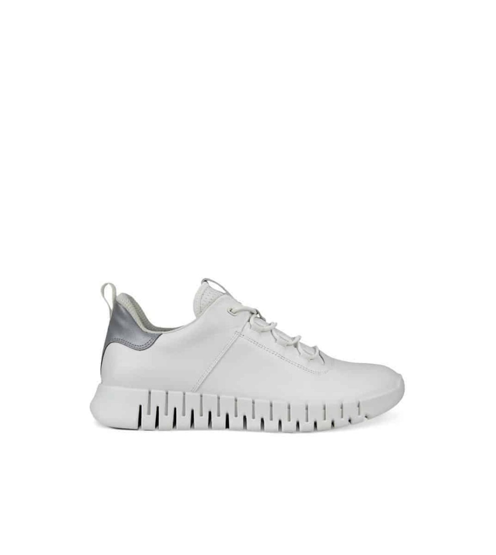Ecco Sneakers Uomo Lacci Elastici Fondo Magma Nappa Bianco