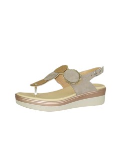 Cinzia Soft Sandalo Infradito con Velcro e Cinturino Taupe Cuoio