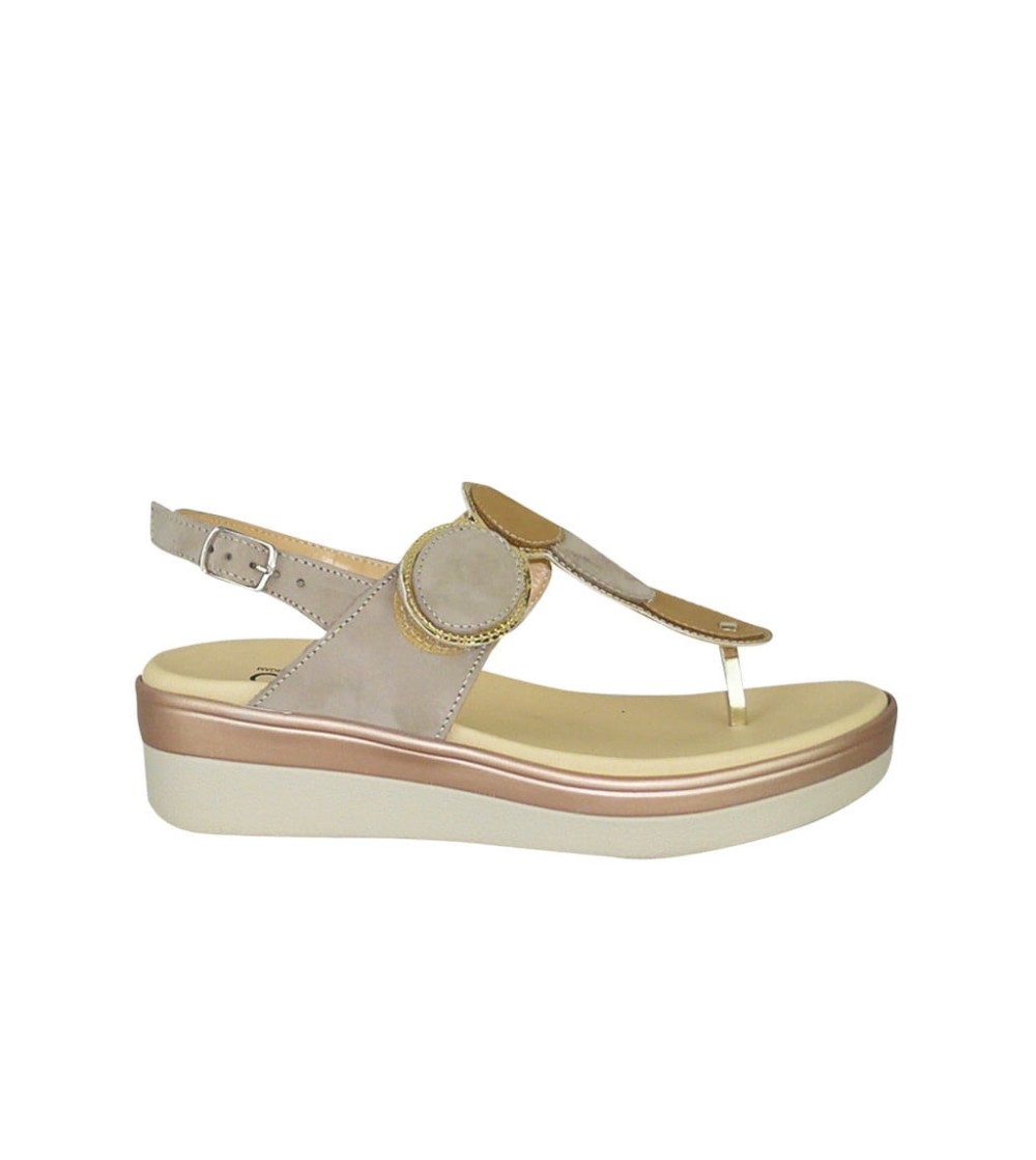 Cinzia Soft Sandalo Infradito con Velcro e Cinturino Taupe Cuoio