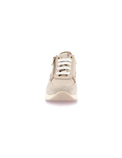 Grunland Sneakers Zeppa Alta con Zip Camoscio Multi Beige