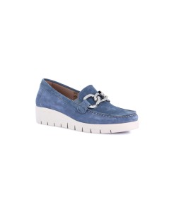 Grunland Mocassino con Zeppa e Accessorio Camoscio Jeans