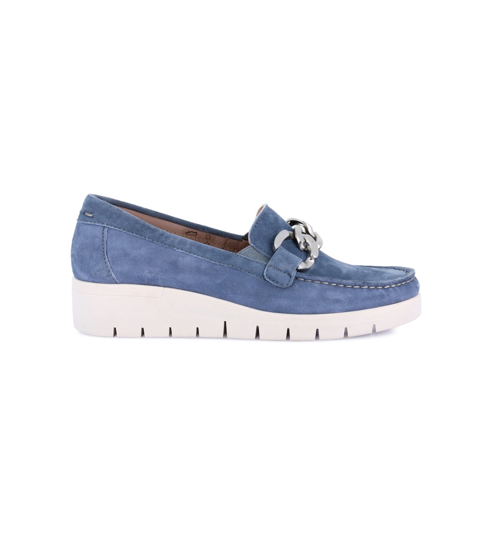 Grunland Mocassino con Zeppa e Accessorio Camoscio Jeans