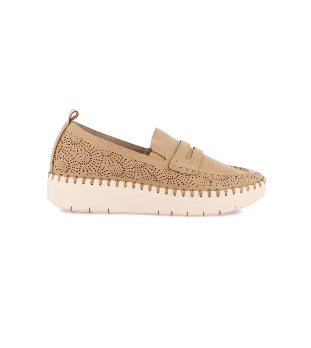 Grunland Slipon Super Leggero Zeppa Media Cuciture Ideal Cuoio