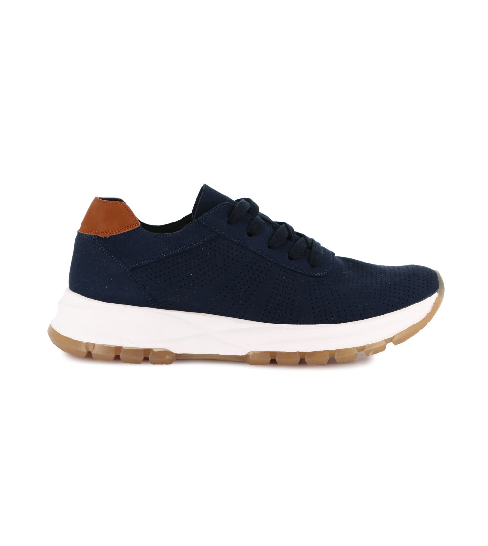 Grunland Sneakers Uomo Sport Traforata Camoscio Blu