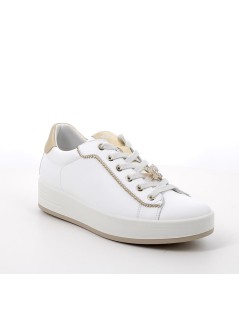 IGI &Co Sneakers Zeppa Alta Dettagli Farfalla Pelle Bianco Platino