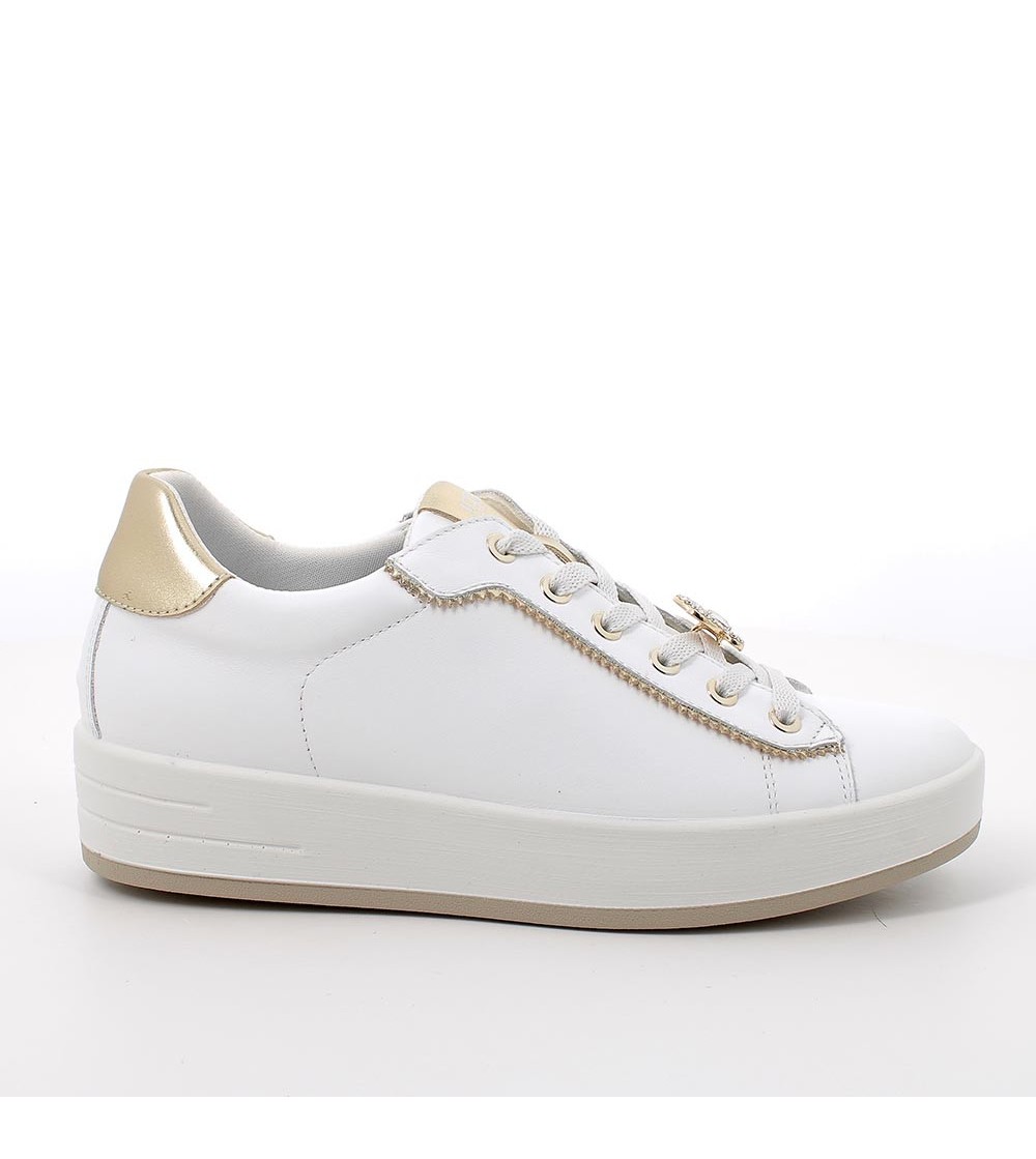 IGI &Co Sneakers Zeppa Alta Dettagli Farfalla Pelle Bianco Platino