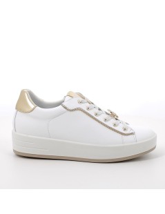 IGI &Co Sneakers Zeppa Alta Dettagli Farfalla Pelle Bianco Platino