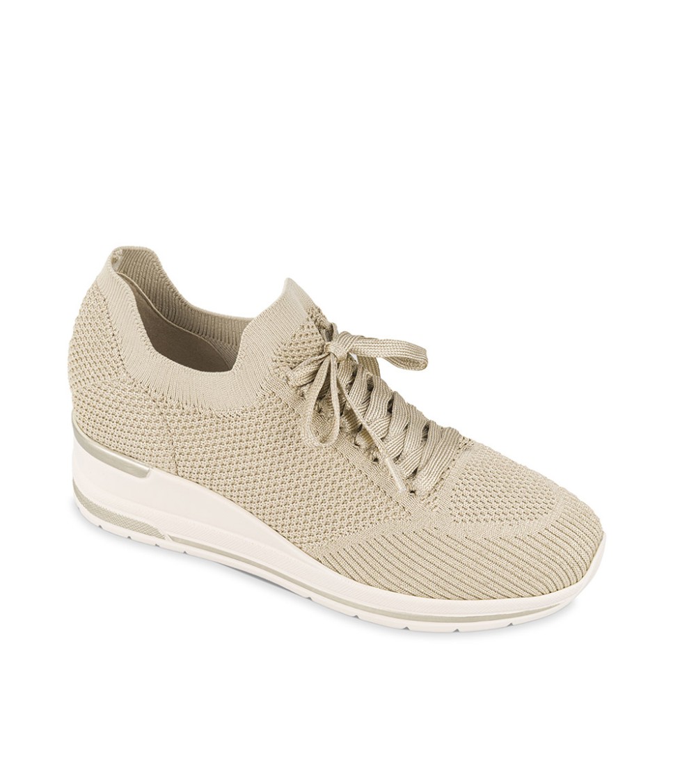 Valleverde Sneakers Zeppa Alta Tessuto Elastic a Calza Oro