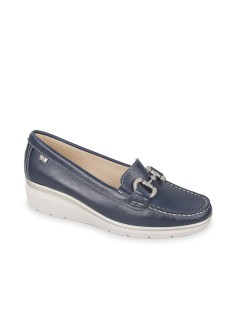 Valleverde Mocassino Zeppa Vaschetta Morsetto Strass Pelle Blu