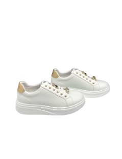 Valleverde Sneakers Cassetta Alto Accessori Gioiello Bianco Oro