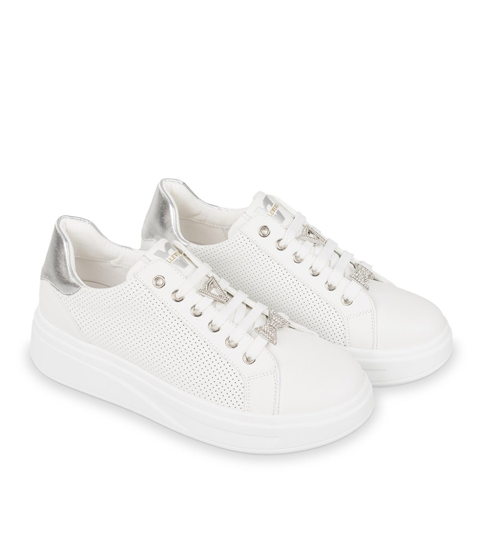 Valleverde Sneakers Cassetta Alto Accessori Gioiello Bianco Argento