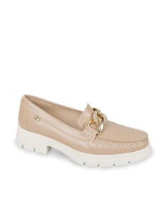 Valleverde Mocassino Fondo Medio con Morsetto Strass Nappa Beige