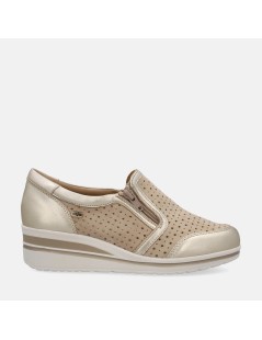 Valleverde Slipon Classic Agile Traforata con Zip Camoscio Beige
