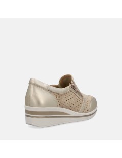 Valleverde Slipon Classic Agile Traforata con Zip Camoscio Beige