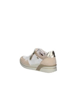 Valleverde Sneakers Traforata con Zip Pelle Bianco Oro