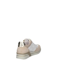Valleverde Sneakers Traforata con Zip Pelle Bianco Oro