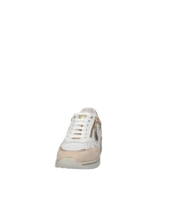 Valleverde Sneakers Traforata con Zip Pelle Bianco Oro