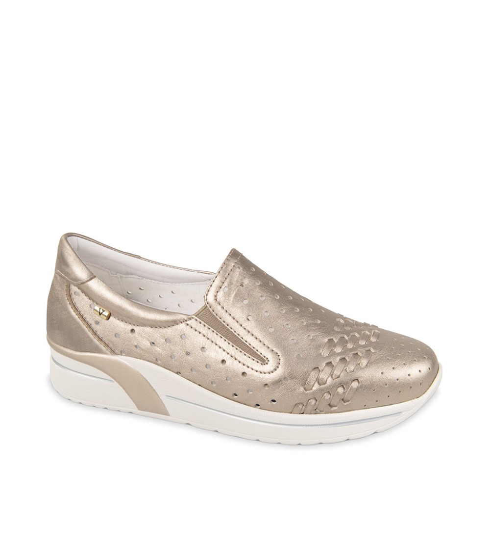 Valleverde Slipon Sportivo Traforato Intrecci Pelle Bronzo