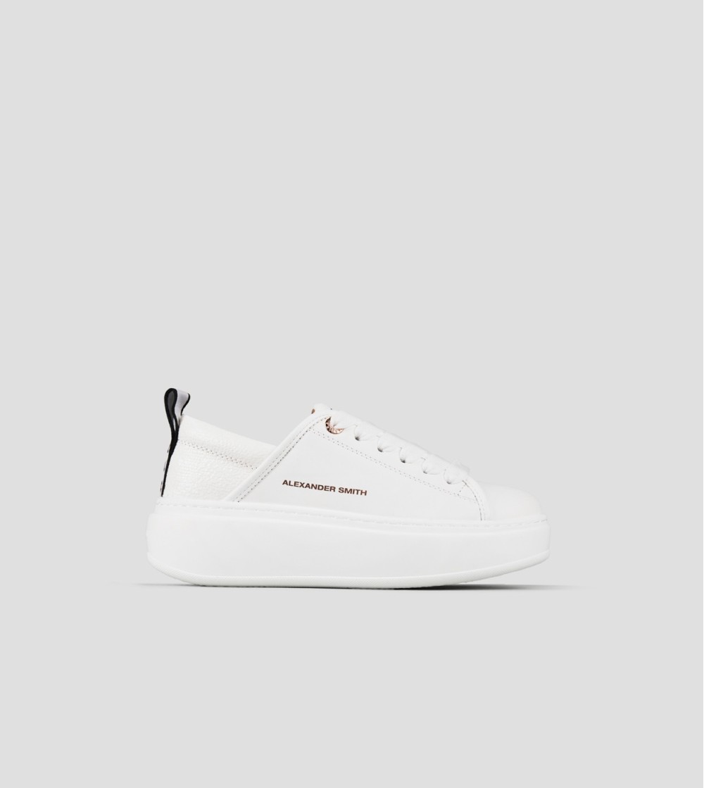 Alexander Smith Sneakers Wembley High Laminato Pelle Tutto Bianco