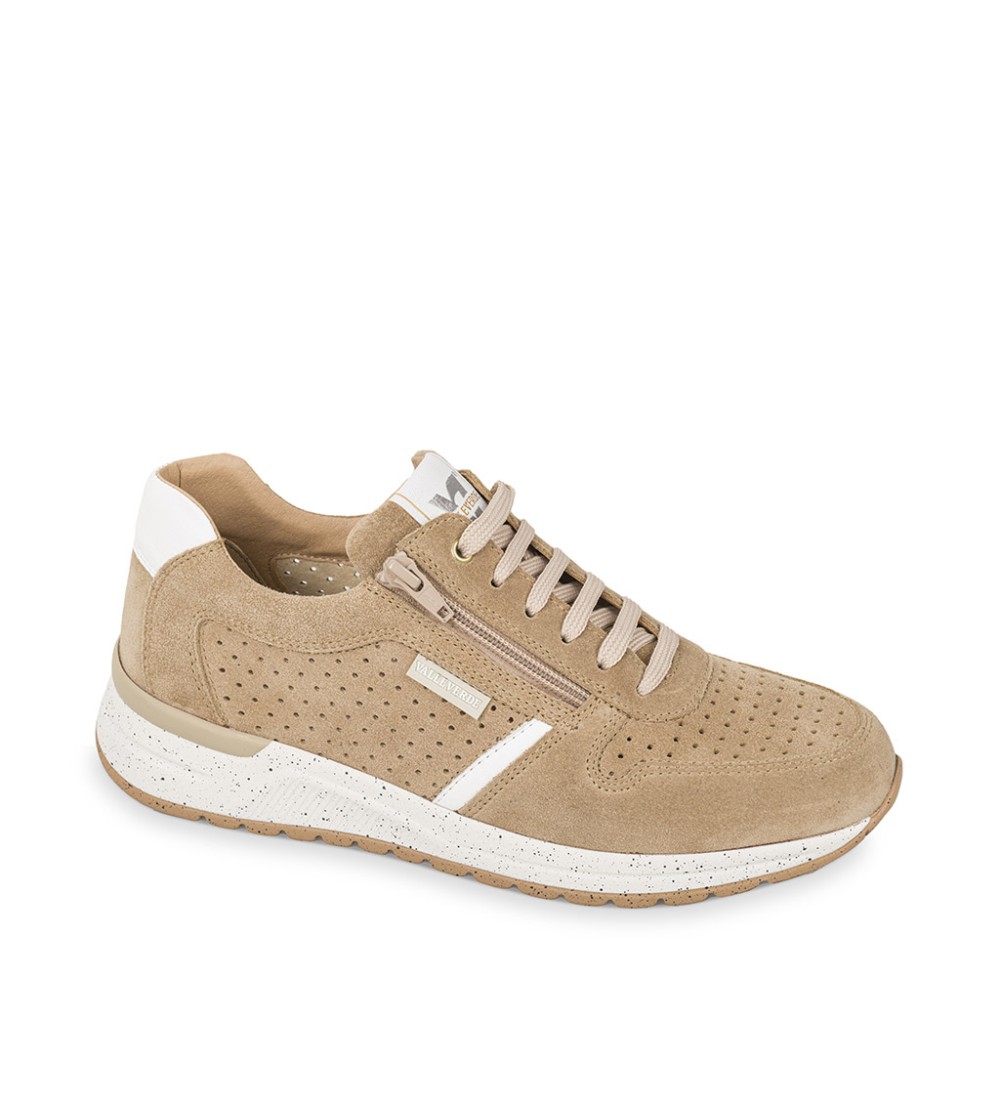 Valleverde Sneakers Uomo con Zip Camoscio Traforato Beige