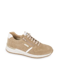 Valleverde Sneakers Uomo con Zip Camoscio Traforato Beige