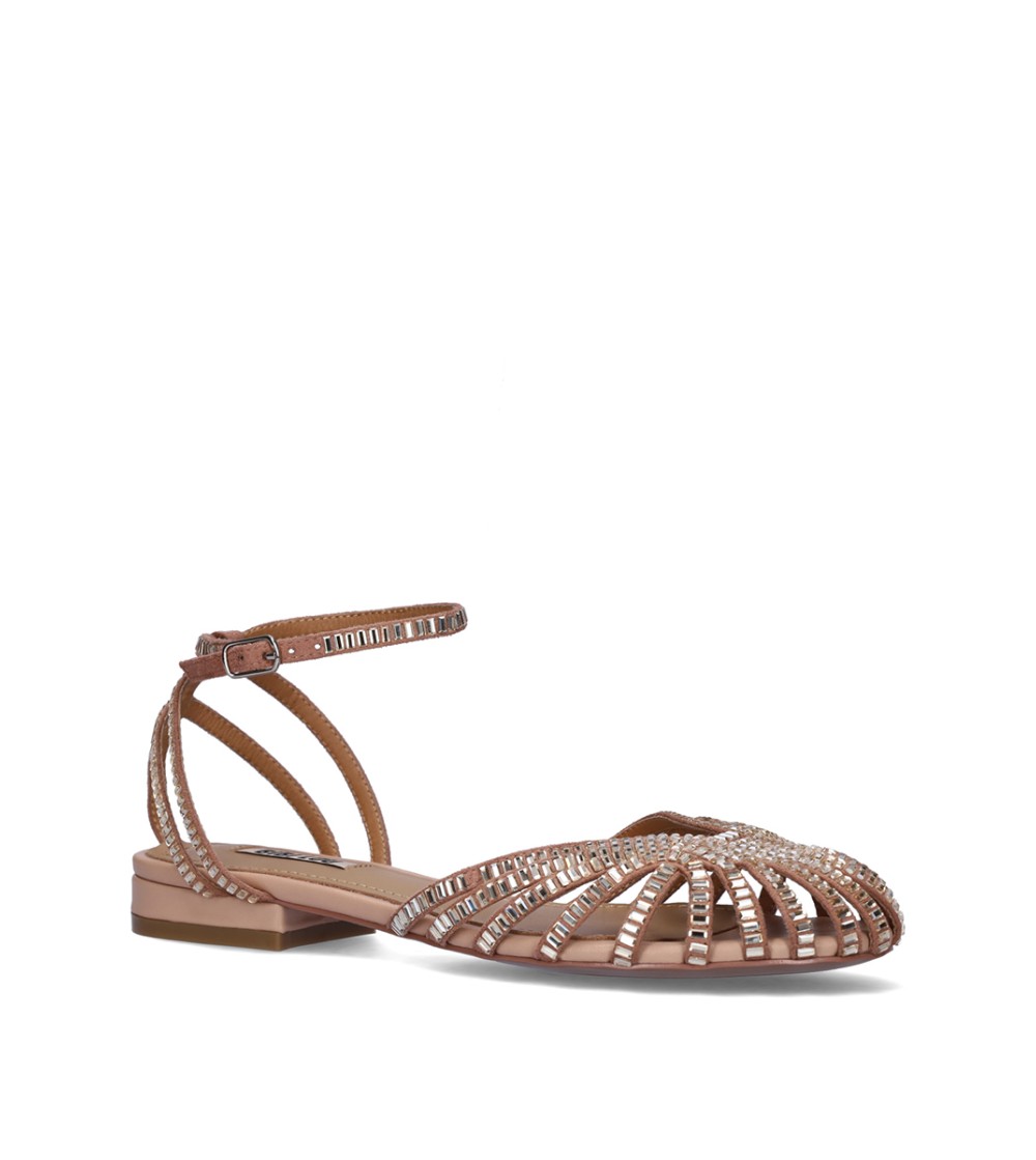 Bibi Lou Sandalo Serabi Flat Gabbietta Braccialetto Strass Nudo