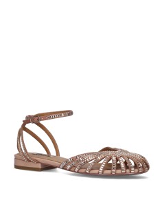 Bibi Lou Sandalo Serabi Flat Gabbietta Braccialetto Strass Nudo