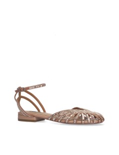 Bibi Lou Sandalo Serabi Flat Gabbietta Braccialetto Strass Nudo