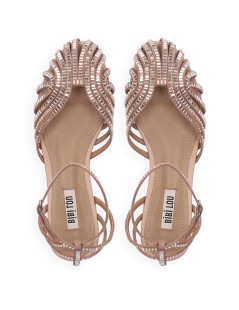 Bibi Lou Sandalo Serabi Flat Gabbietta Braccialetto Strass Nudo