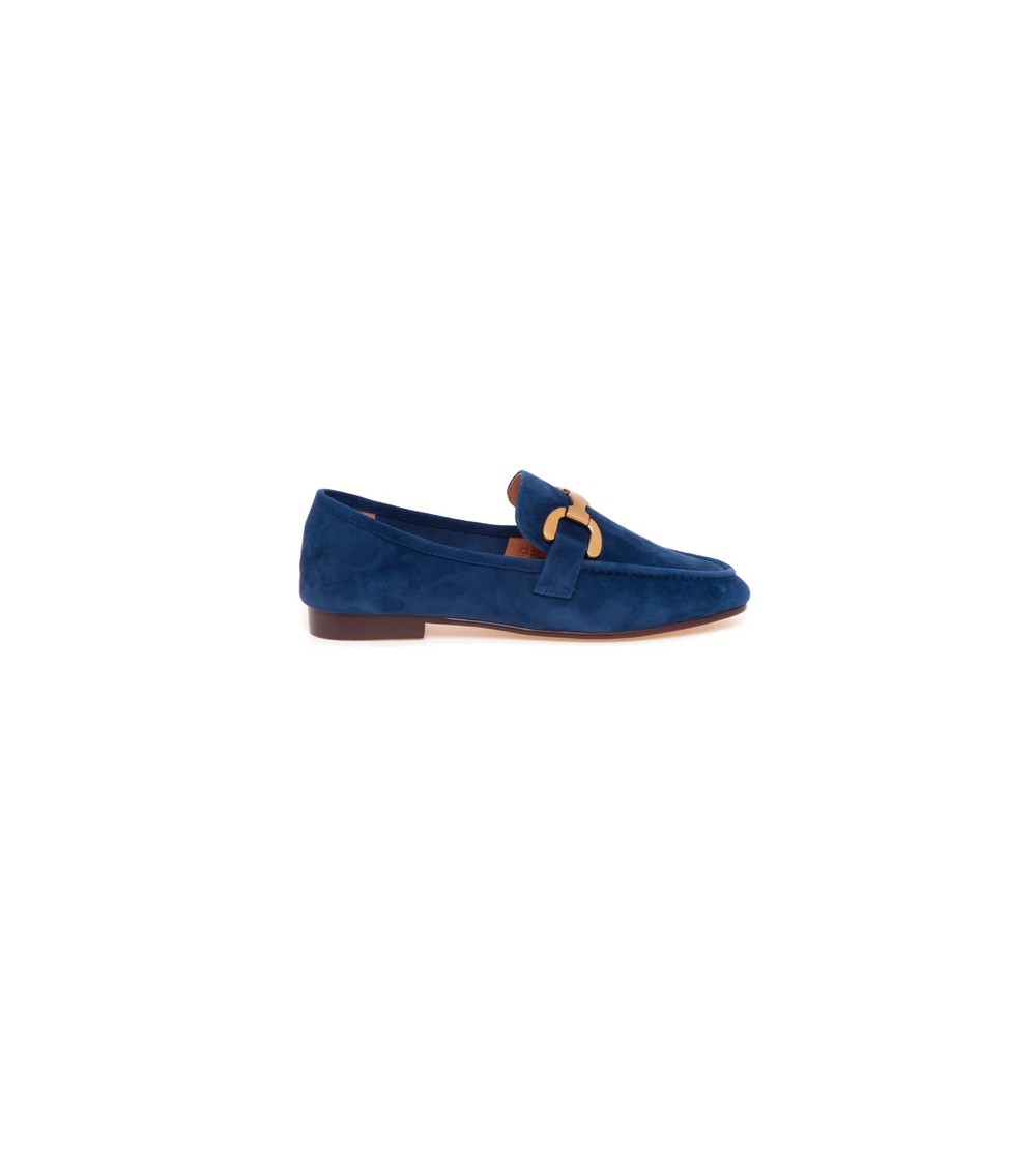 Bibi Lou Vela Loafer Mocassino College Morsetto Camoscio Denim