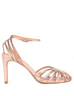 Bibi Lou Sandalo Serabi Gabbietta Tacco Alto Braccialetto Strass Nude
