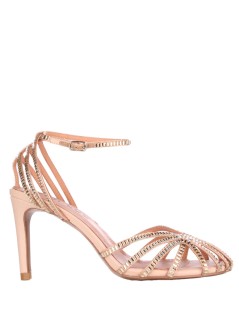 Bibi Lou Sandalo Serabi Gabbietta Tacco Alto Braccialetto Strass Nude