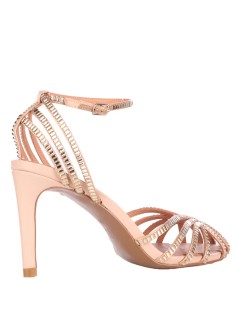 Bibi Lou Sandalo Serabi Gabbietta Tacco Alto Braccialetto Strass Nude