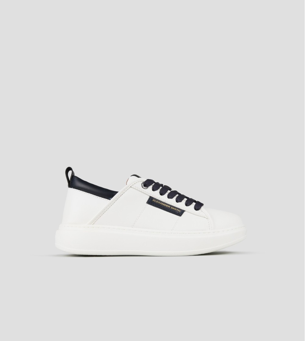 Alexander Smith Sneakers Cassetta Fondo Medio Bianco Blu