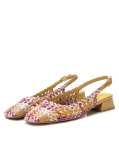 Carmela Slingback Traforata Intrecciata Tacco Basso Giallo Multi