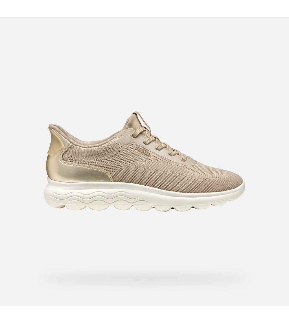 Geox Sneakers Donna Spherica Plus Tessuto Taupe Gold