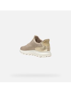 Geox Sneakers Donna Spherica Plus Tessuto Taupe Gold
