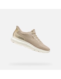 Geox Sneakers Donna Spherica Plus Tessuto Taupe Gold