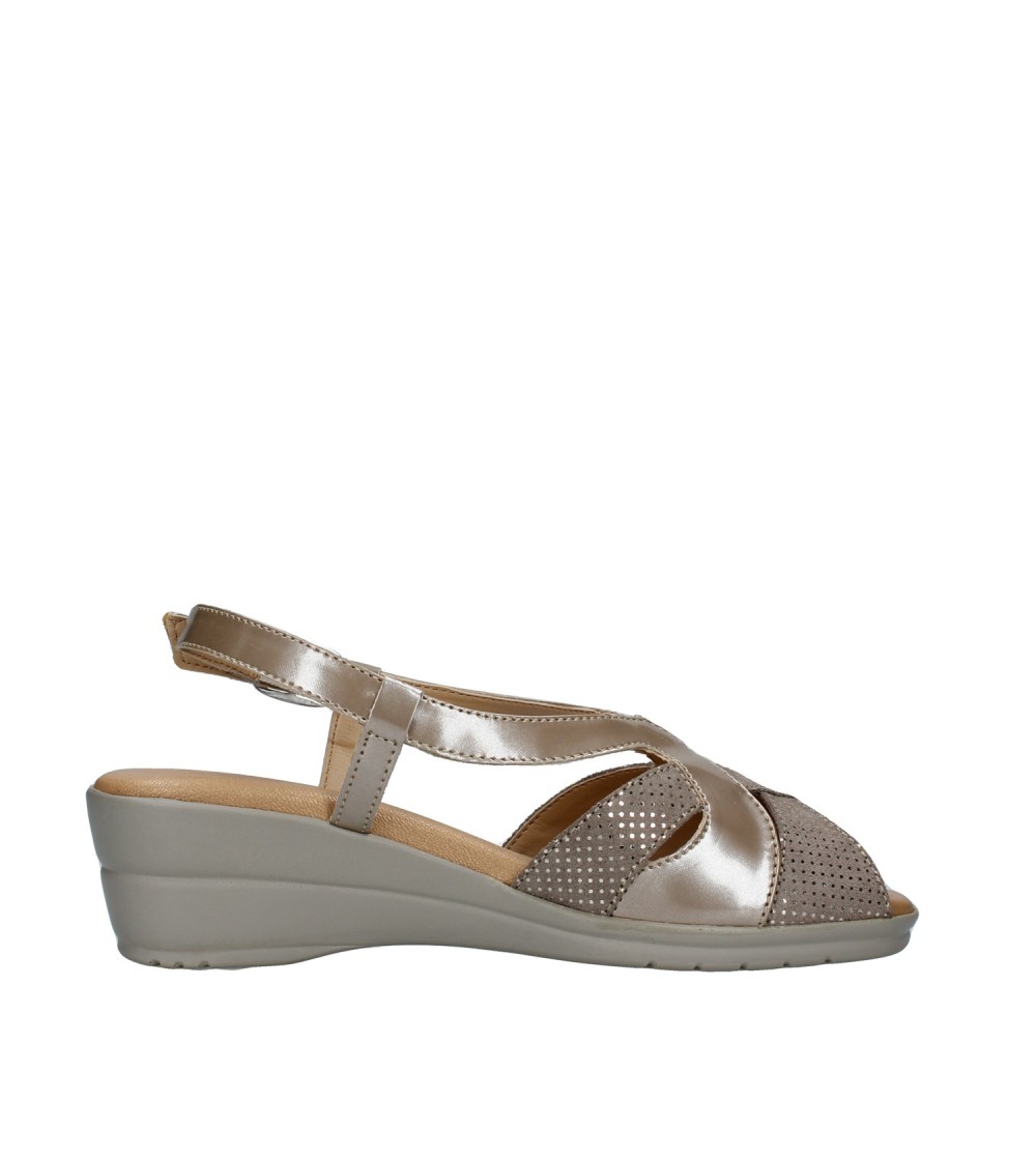 Cinzia Soft Sandalo Zeppa Media Intreccio Biscotto