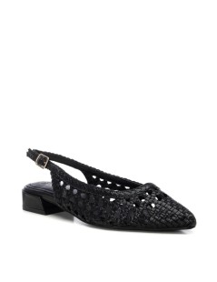 Carmela Slingback Traforata Intreccio Tacco Basso Pelle Nero