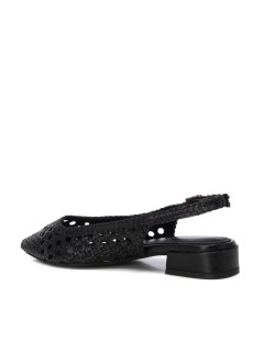 Carmela Slingback Traforata Intreccio Tacco Basso Pelle Nero