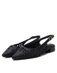 Carmela Slingback Traforata Intreccio Tacco Basso Pelle Nero