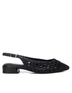 Carmela Slingback Traforata Intreccio Tacco Basso Pelle Nero